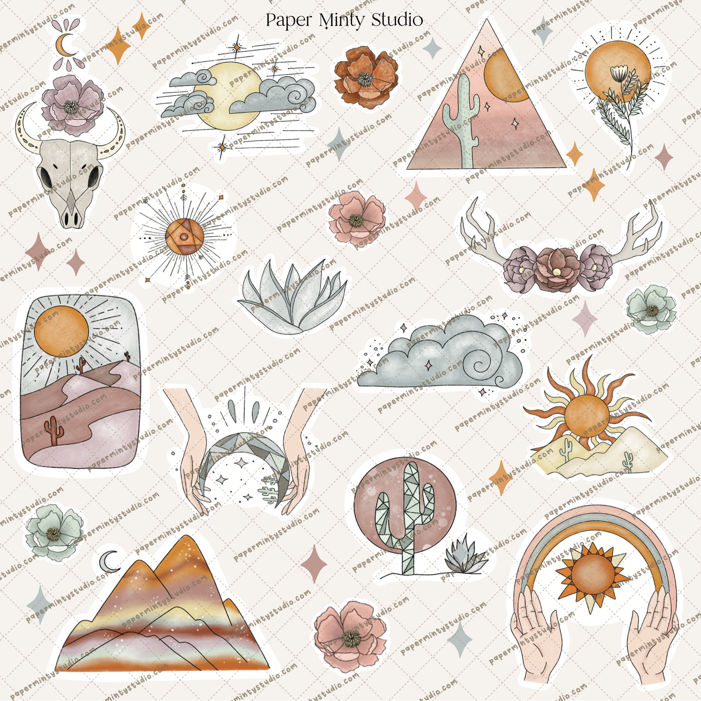 Printable Sticker Sheet Desert Flower