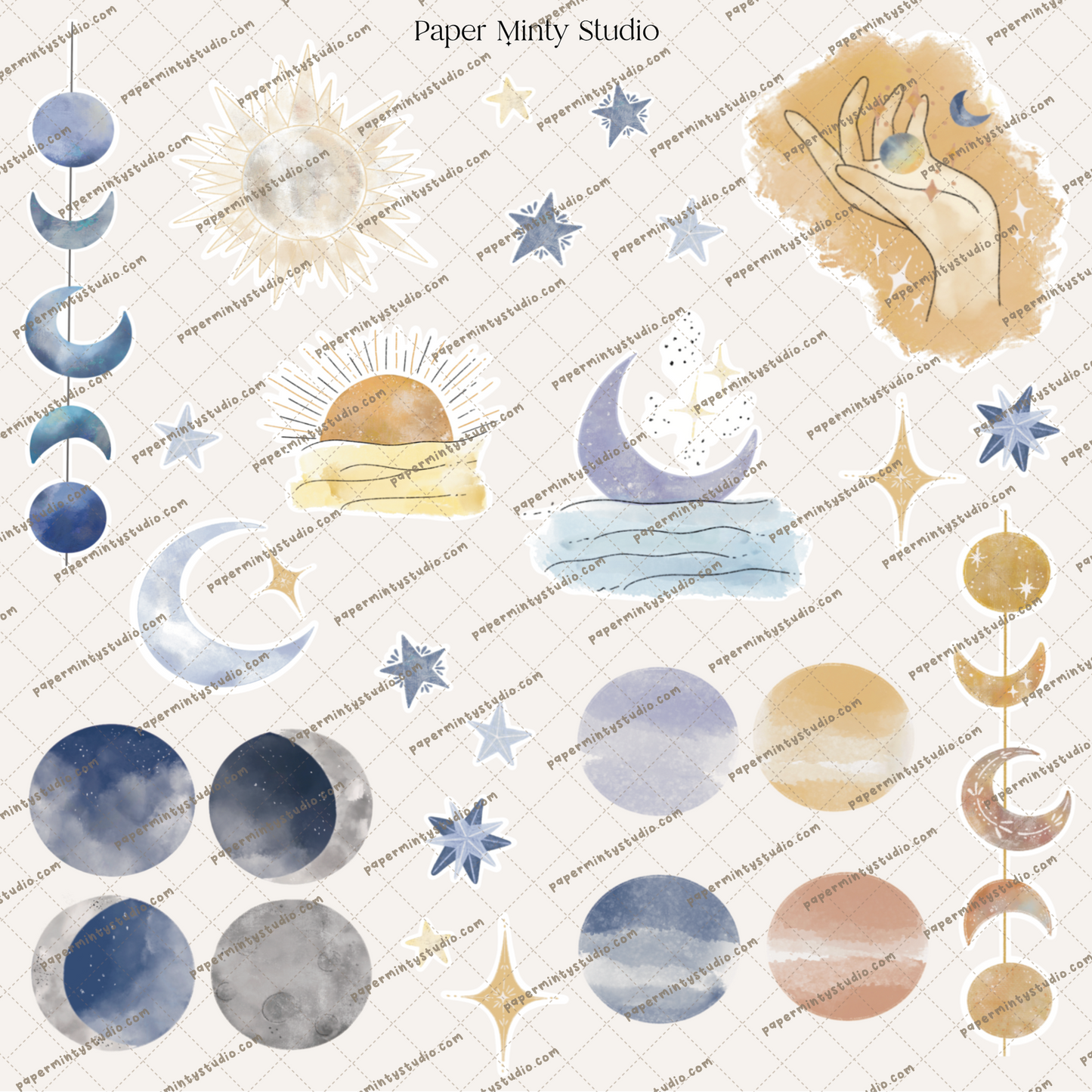 Printable Sticker Sheet Dreaming Moon