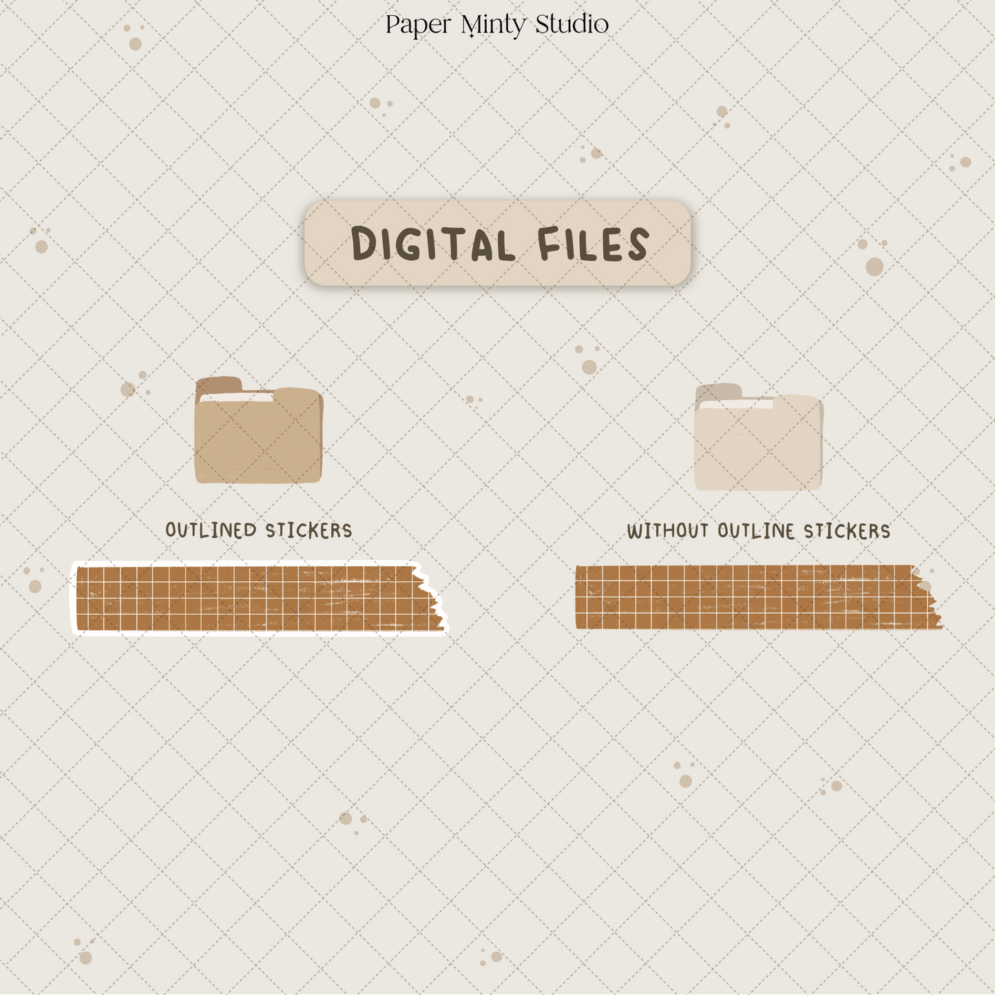 Grid Washi Printable Sticker Sheet and Digital GoodNotes Sticker Sheet