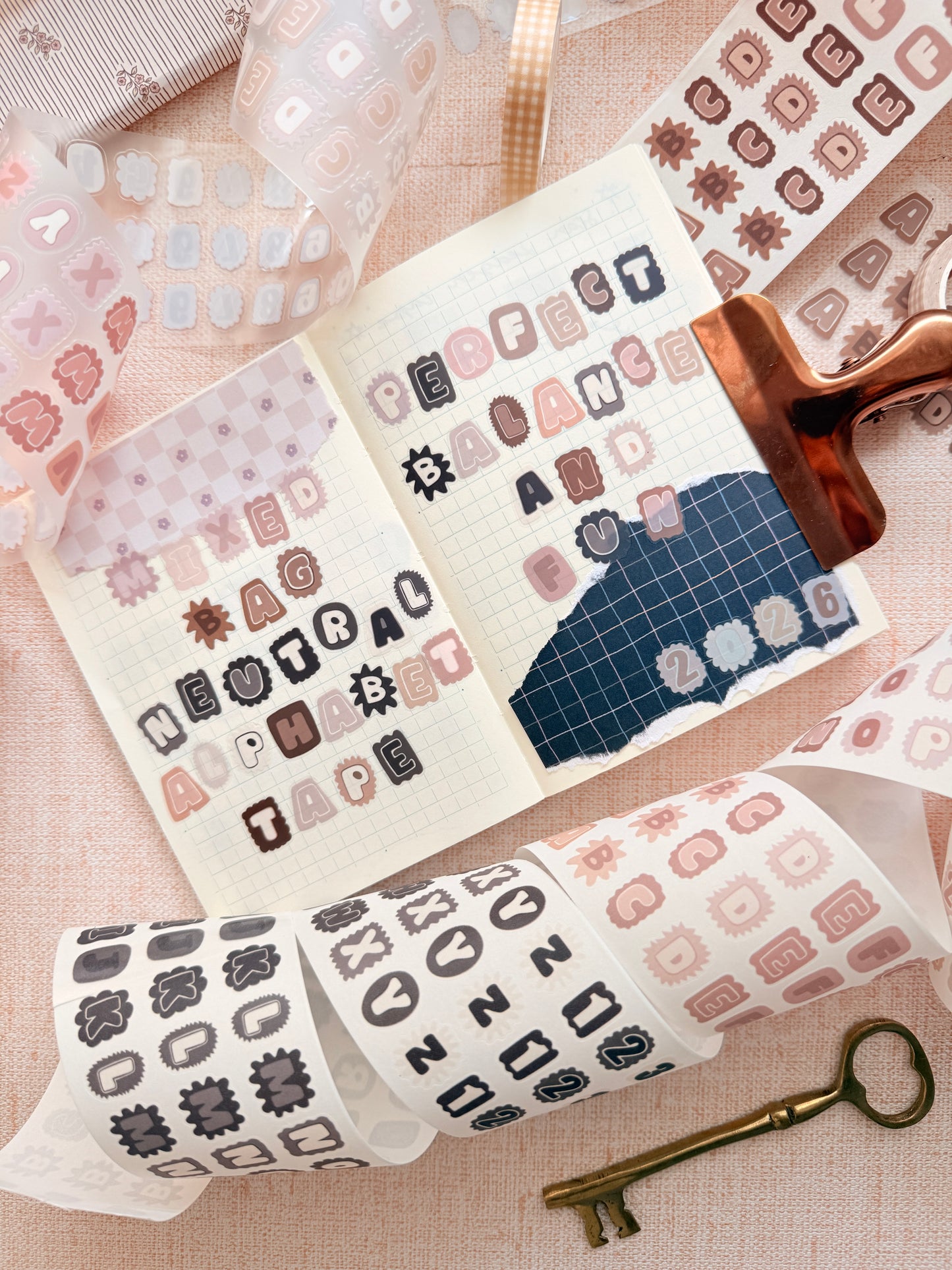 Mixed Bag Neutral Alphabet Kiss Cut Tape