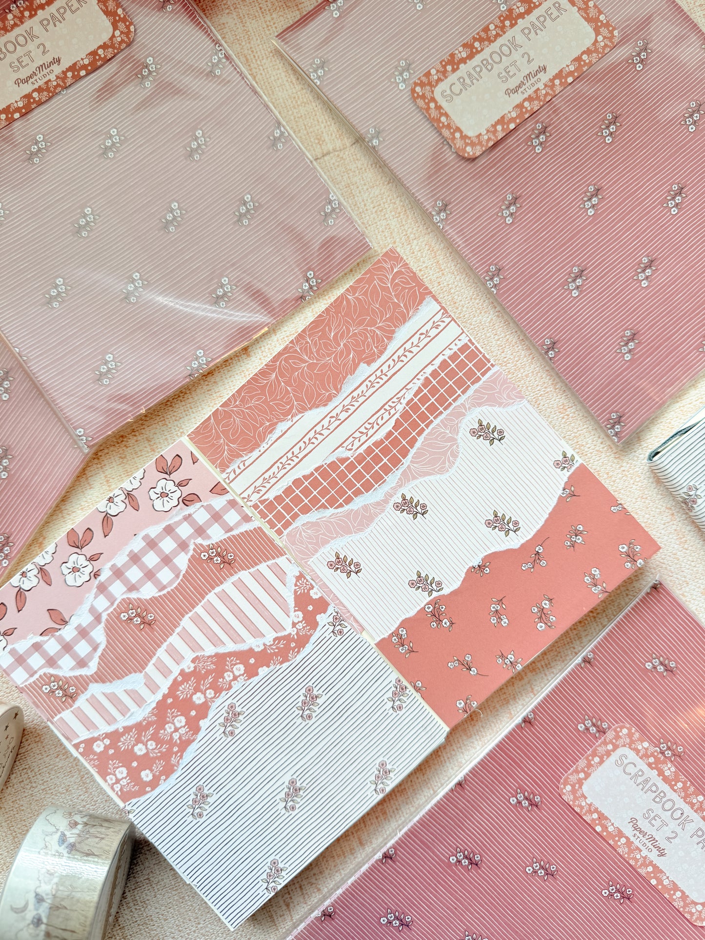 Scrapbook Paper Pack | 12 Sheets 25x13cm | Junk Journal Paper | Decorative Craft Paper | Paper Minty Studio