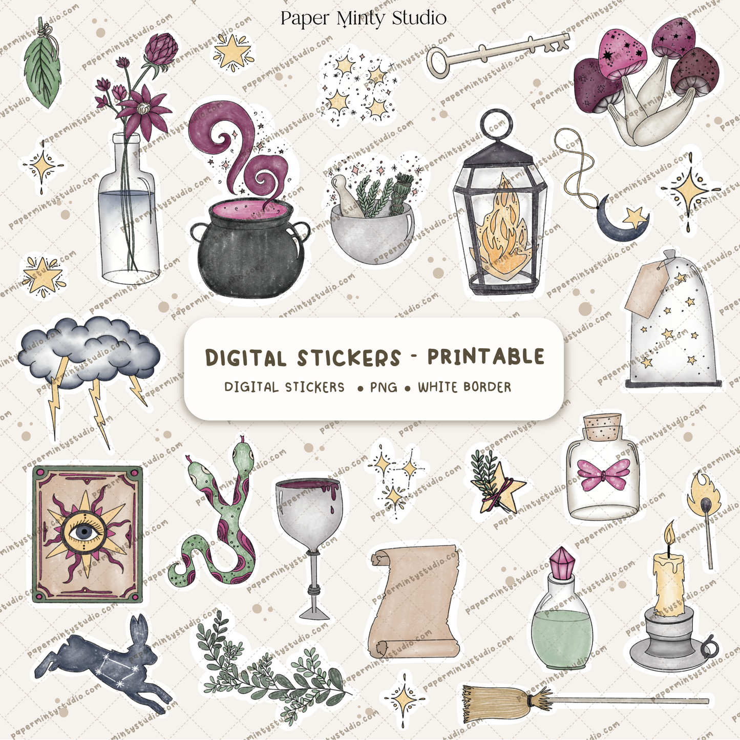Printable Sticker Sheet Magical Spells