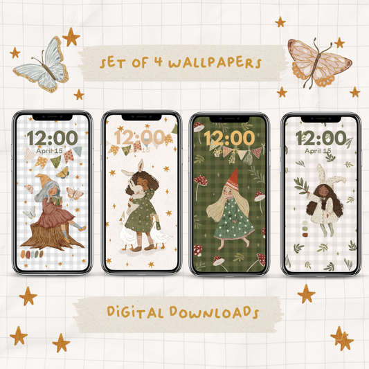Garden Gnome Girls Phone Wallpapers (Set of 4) | DOWNLOAD |
