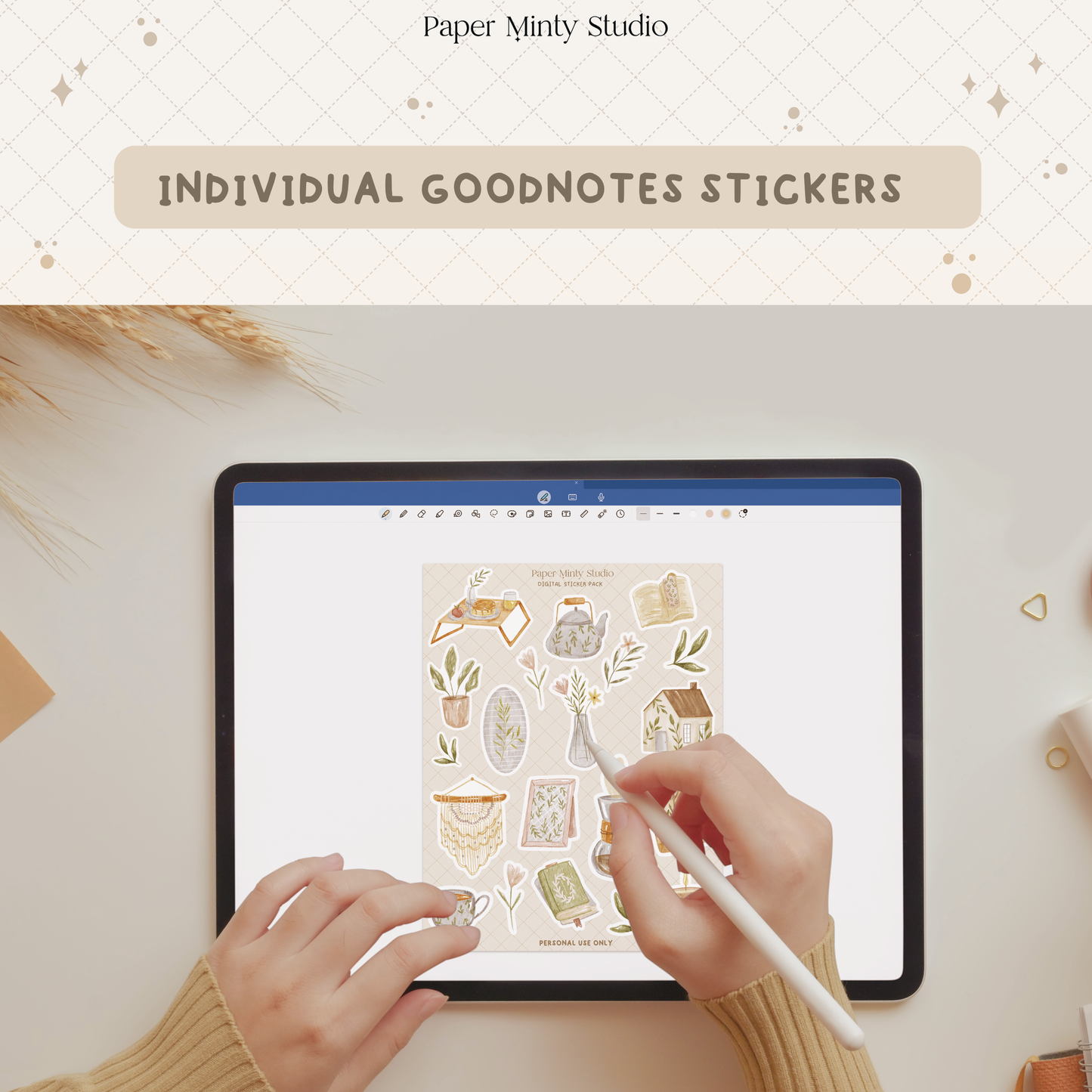 Sunday In Bed Printable Sticker Sheet and Digital GoodNotes Sticker Sheet