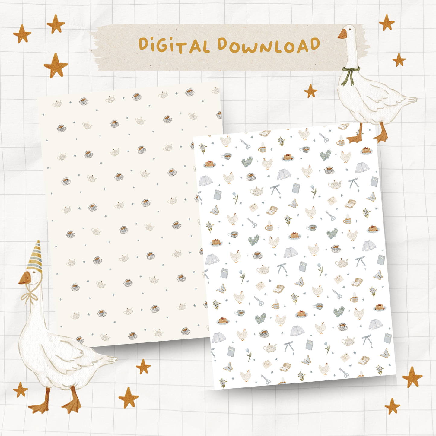 Garden Gnome Printable Paper (Set of 4) | DOWNLOAD |