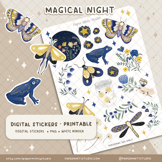Printable Sticker Sheet Magical Night