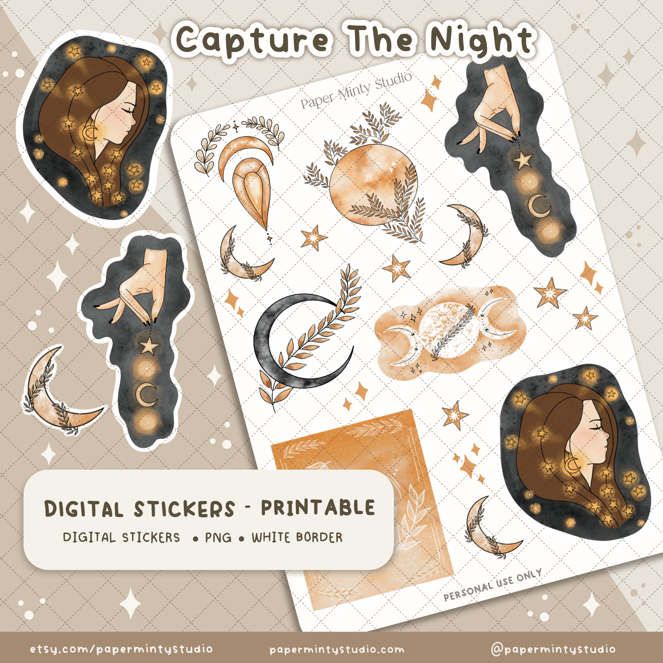 Printable Sticker Sheet Capture The Night – PaperMintyStudio