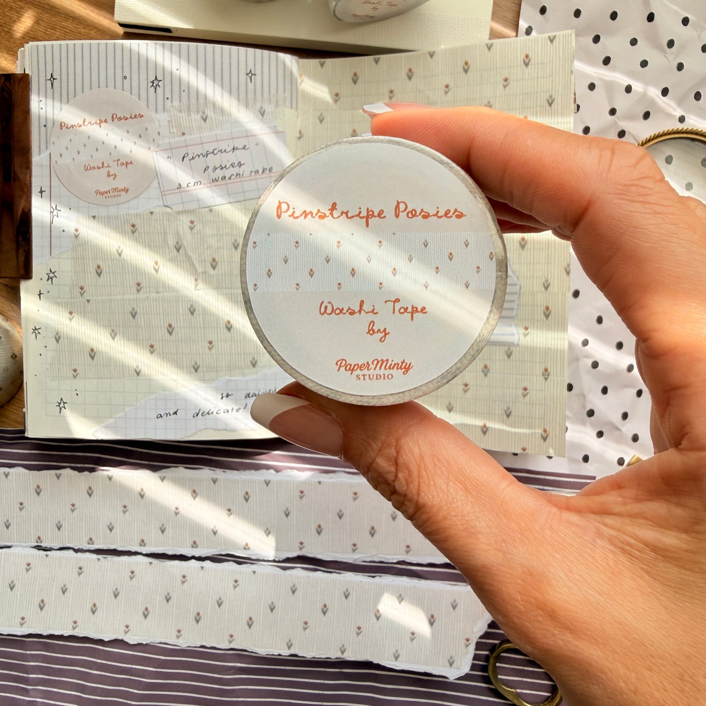 Pinstripe Posies 3cm Washi Tape