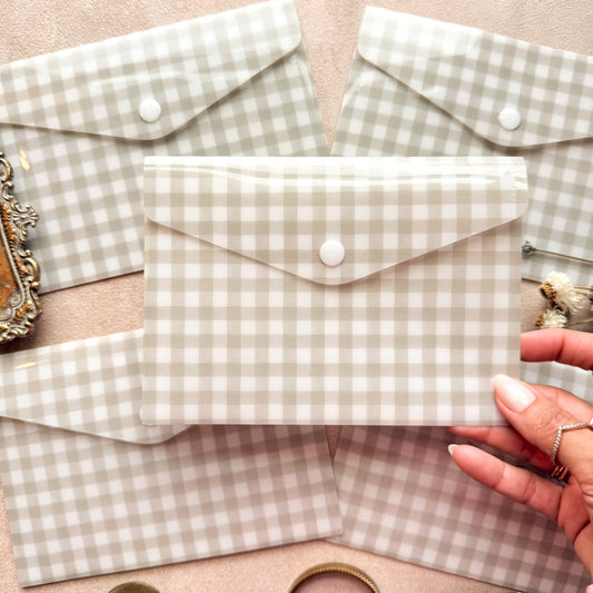 Perfect Neutral Plaid Plastic Sticker Envelope