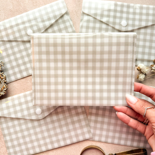 Perfect Neutral Plaid Plastic Sticker Envelope