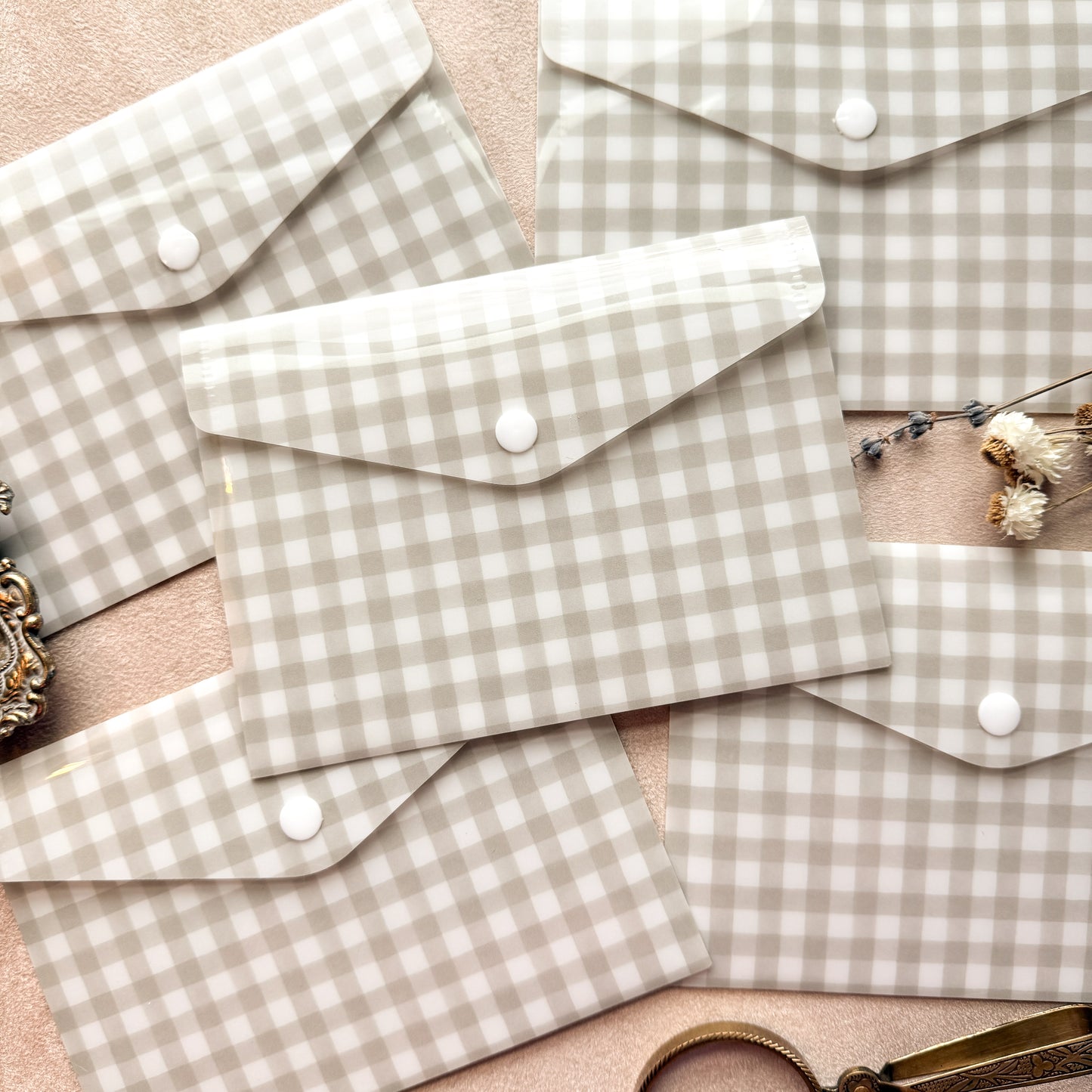 Perfect Neutral Plaid Plastic Sticker Envelope