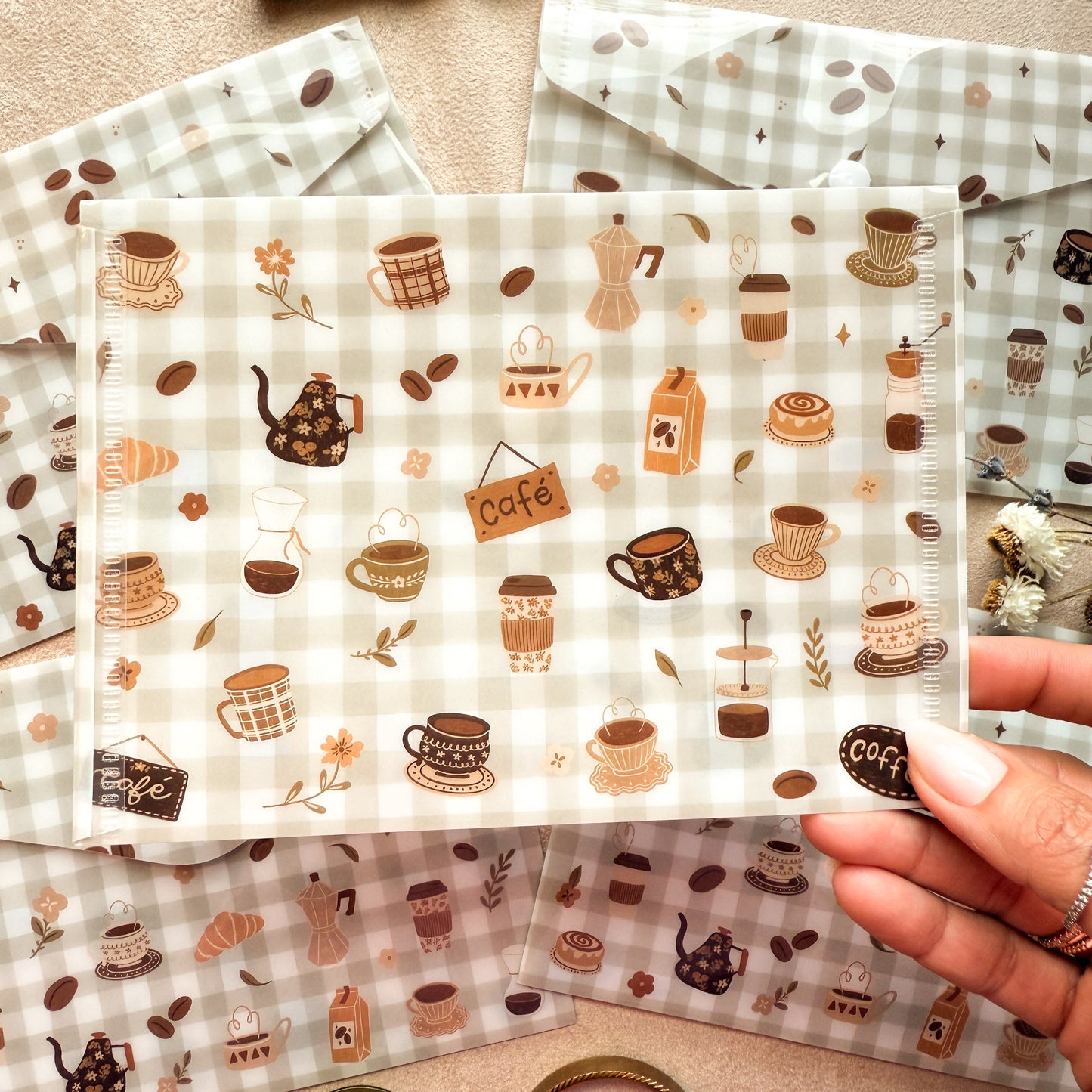 Coffee Dreams Plastic Sticker Envelope