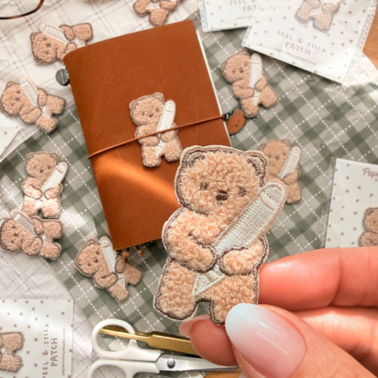 Fluffy Bear Chenille Peel & Stick Patch