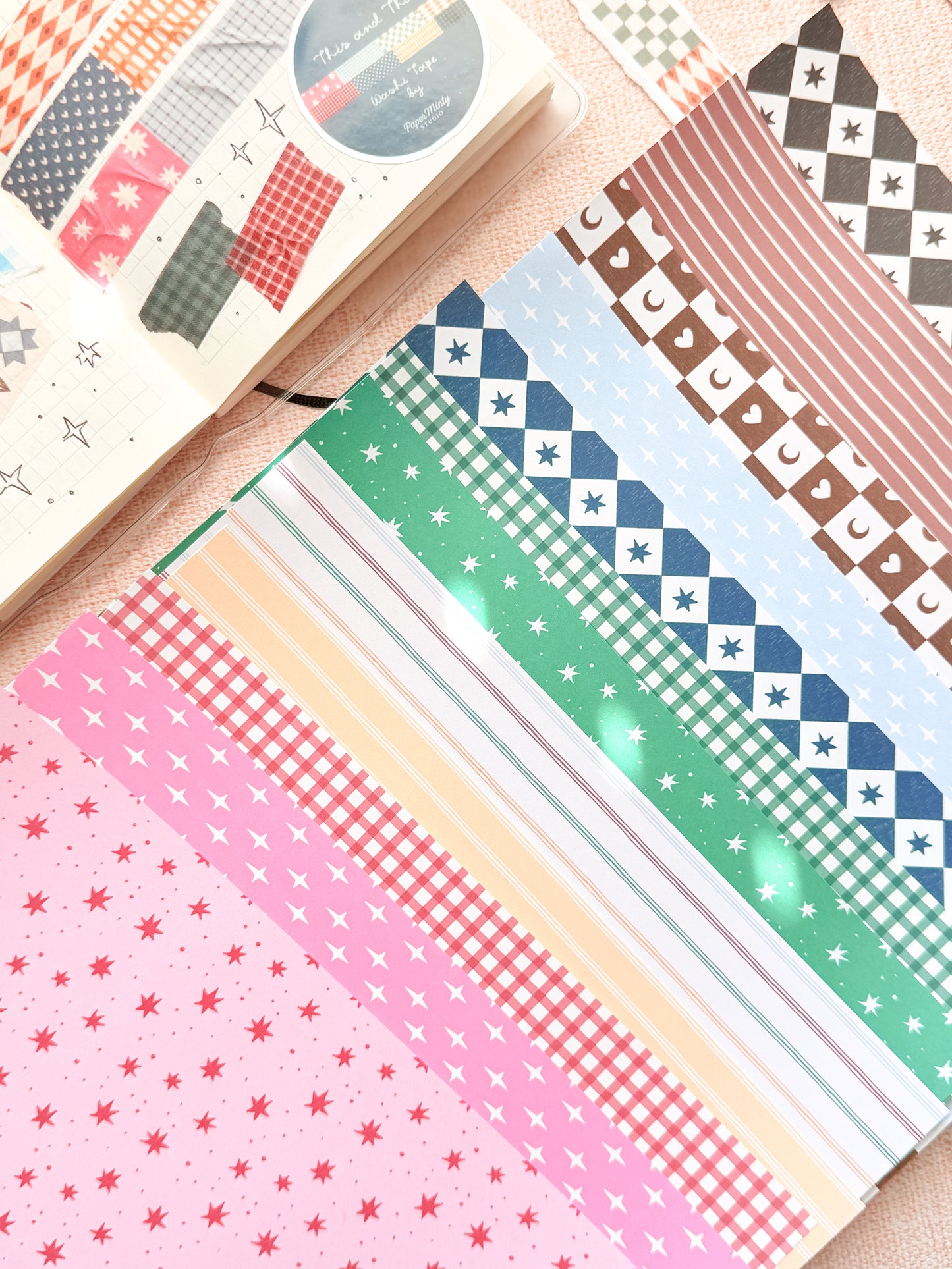 Scrapbook Paper Pack | 12 Sheets 25x13cm | Junk Journal Paper | Decorative Craft Paper | Paper Minty Studio