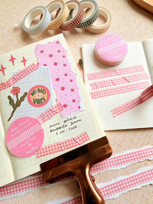 Mini Plaid Bubble Gum 1cm Washi