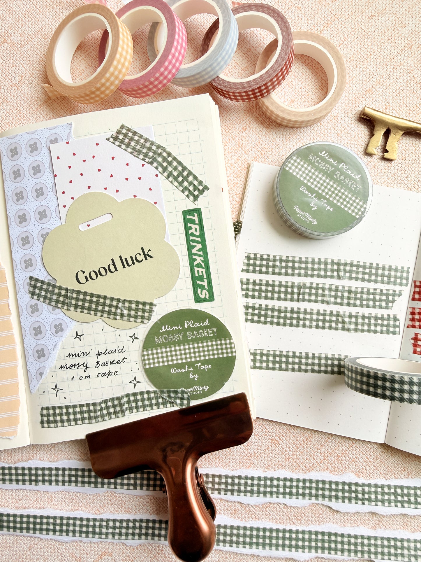 Mini Plaid Mossy Basket 1cm Washi