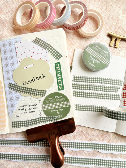 Mini Plaid Mossy Basket 1cm Washi