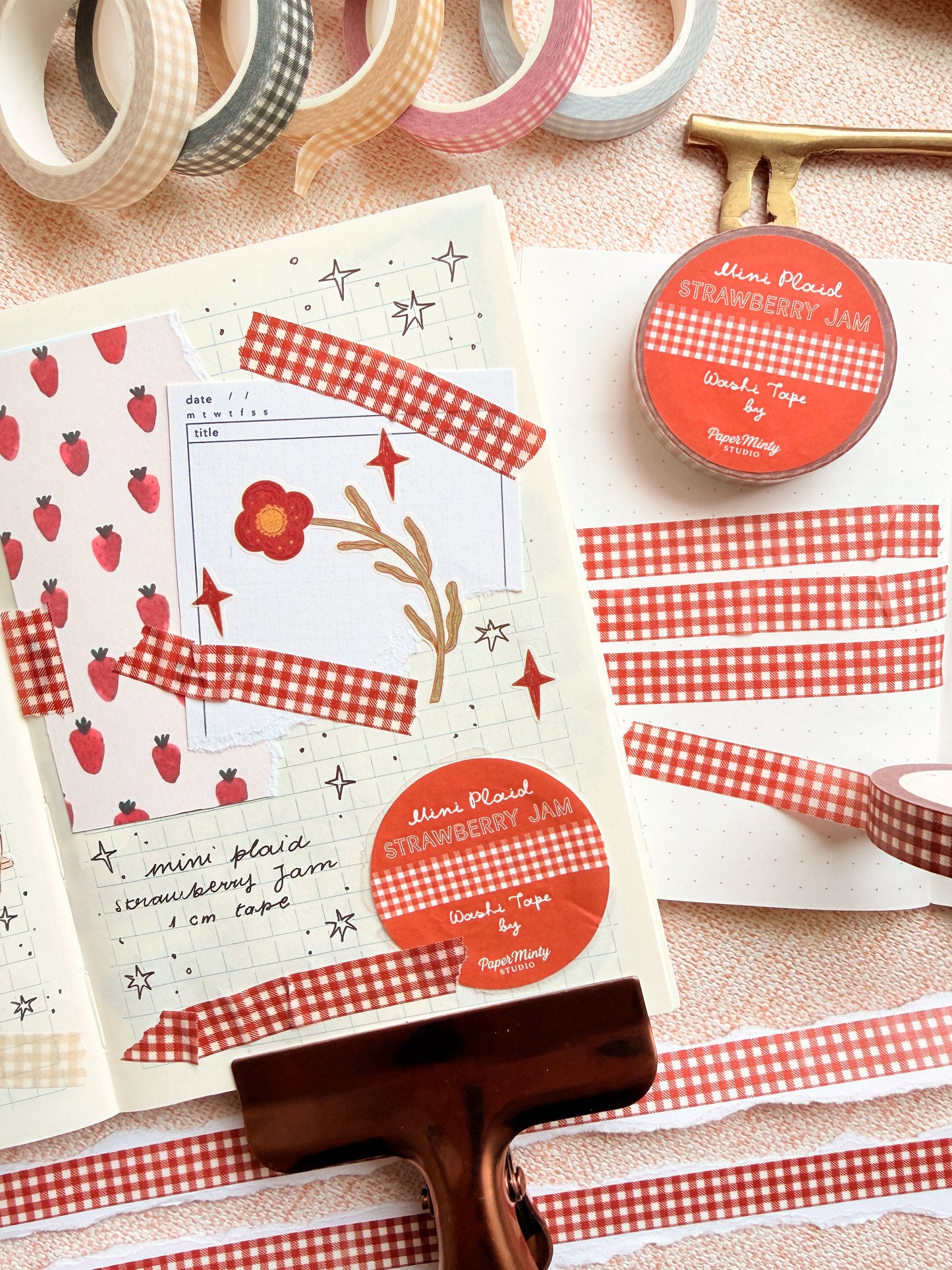 Mini Plaid Strawberry Jam 1cm Washi