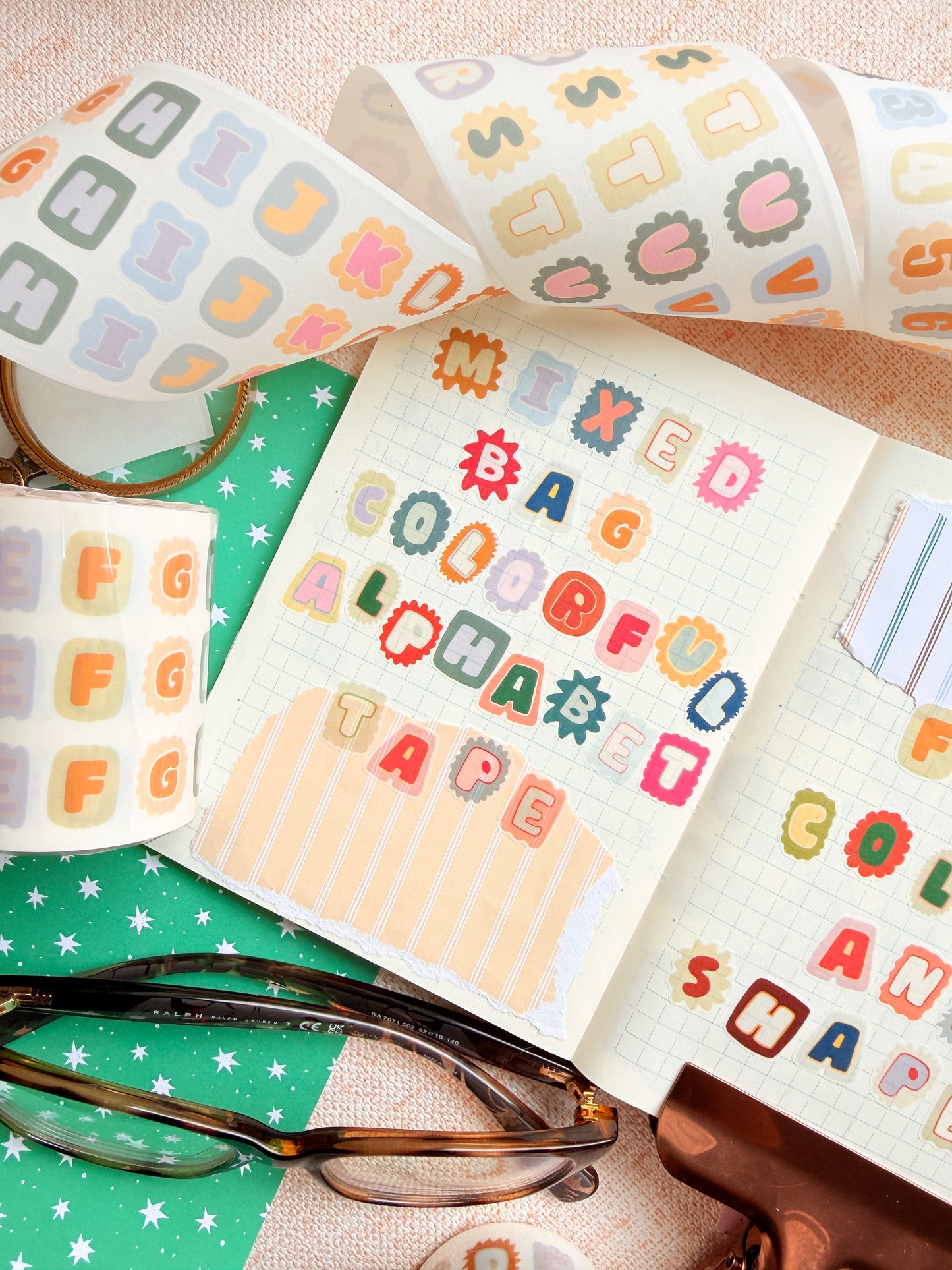 Mixed Bag Colorful Alphabet Kiss Cut Tape