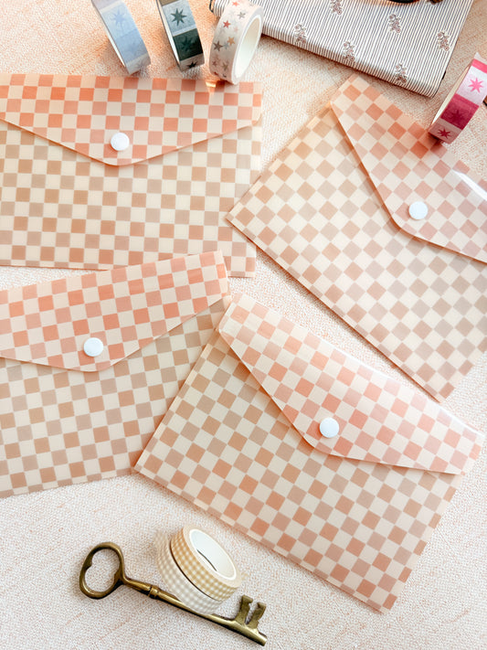 Nude Ombre Grid Snap Pouch