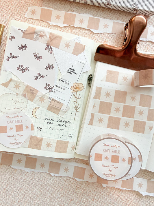 Star Ledger Oat Milk 1.5cm Washi