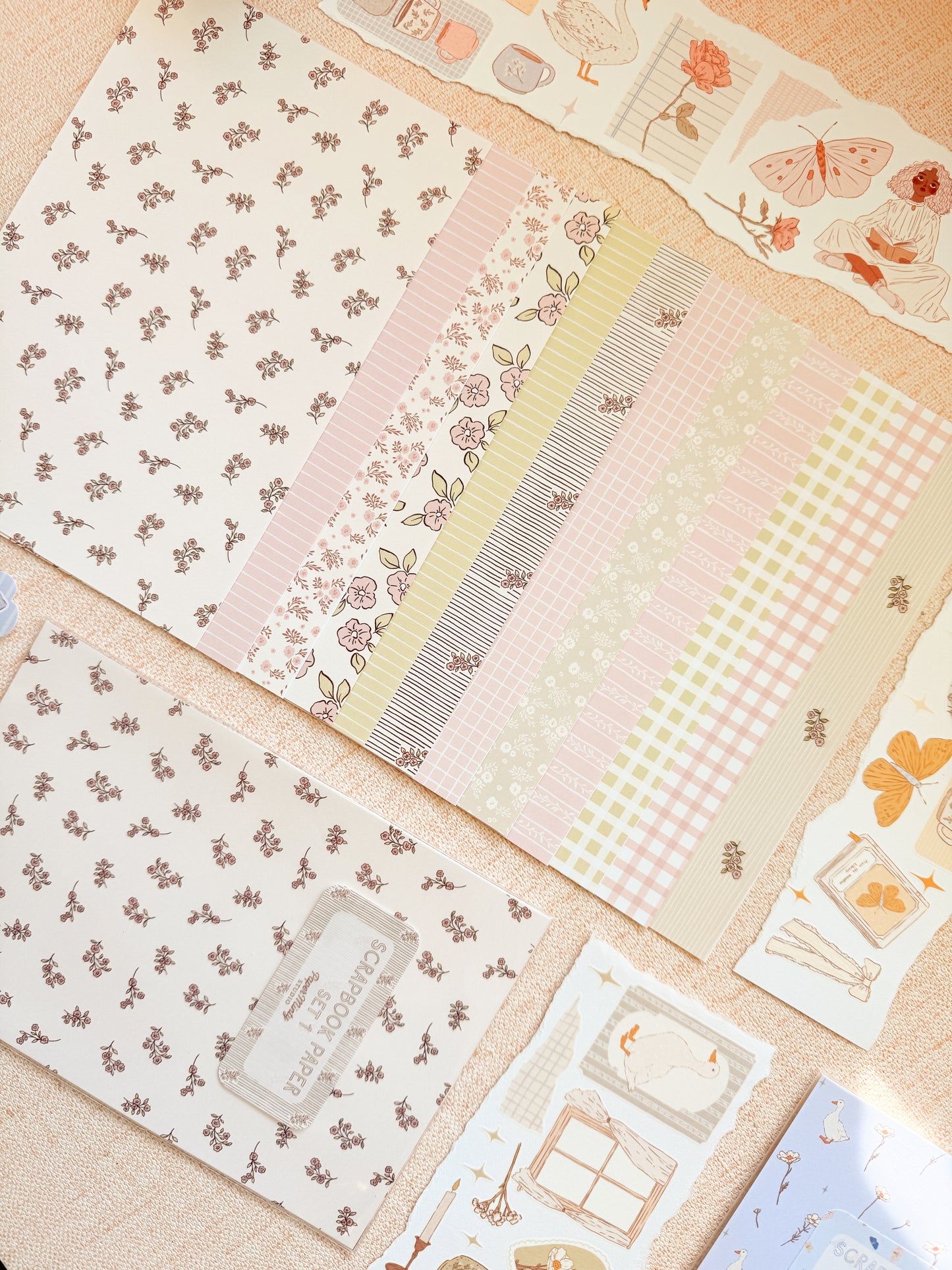 Scrapbook Paper Pack | 12 Sheets 25x13cm | Junk Journal Paper | Decorative Craft Paper | Paper Minty Studio