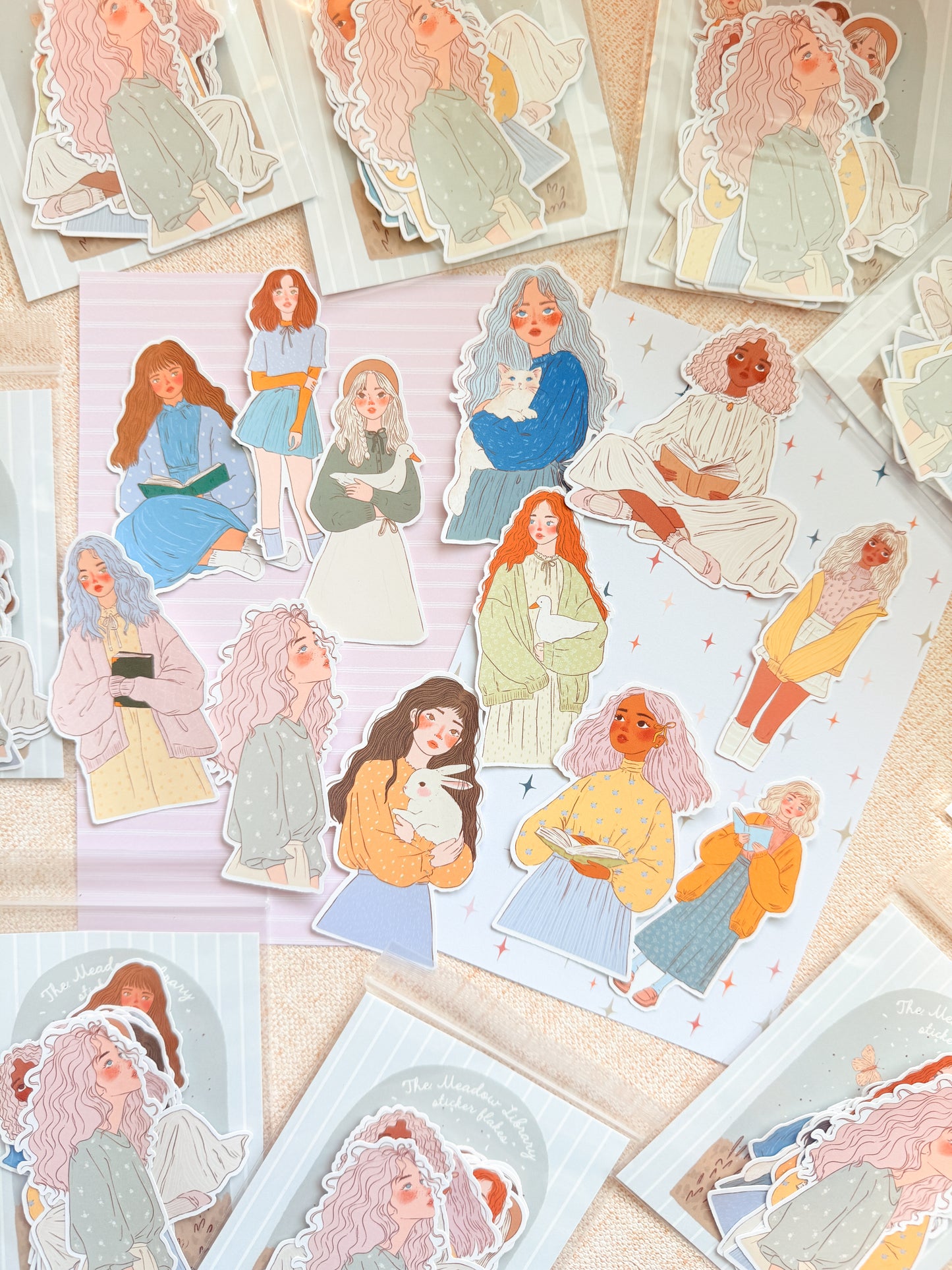 Meadow Library Girl Sticker Flakes ((LARGE))