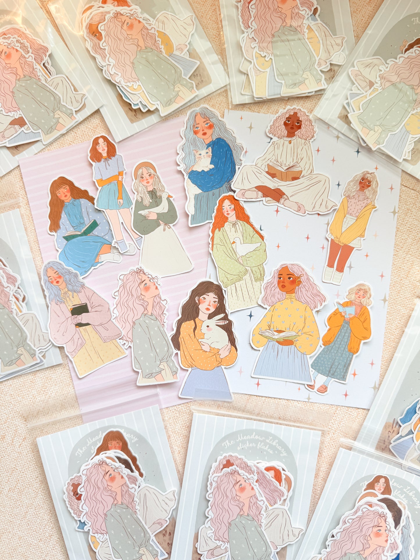 Meadow Library Girl Sticker Flakes ((LARGE))