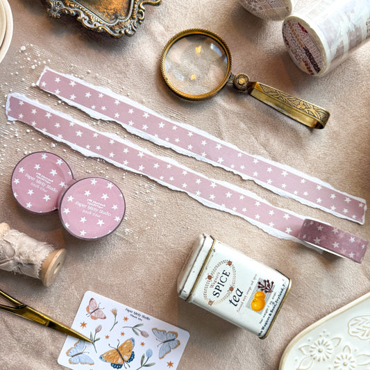 Rose Tan Stars 15mm Washi