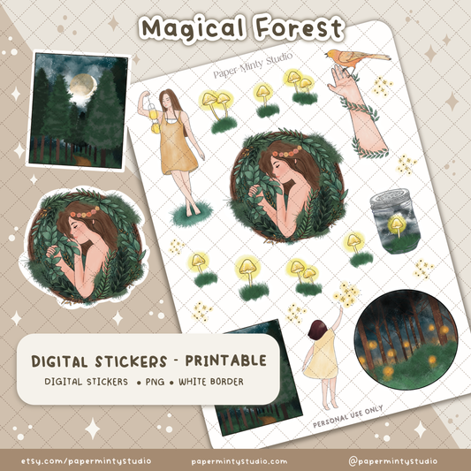 Printable Sticker Sheet Magical Forest