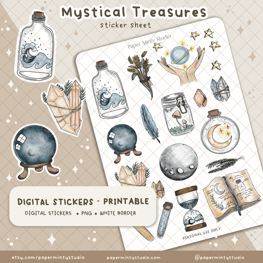Printable Sticker Sheet Mystical Treasures