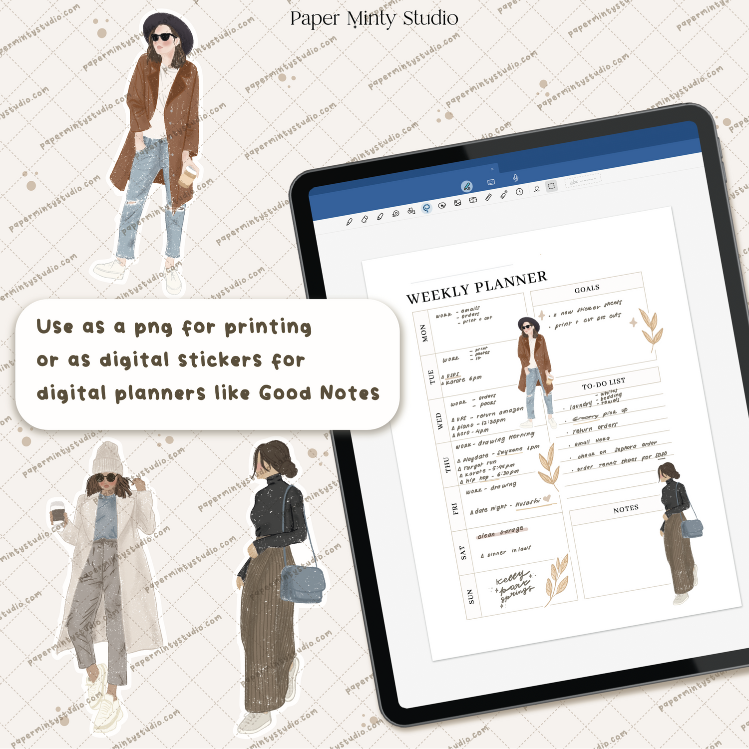 OOTD Printable Sticker Sheet and Digital GoodNotes Sticker Sheet ...