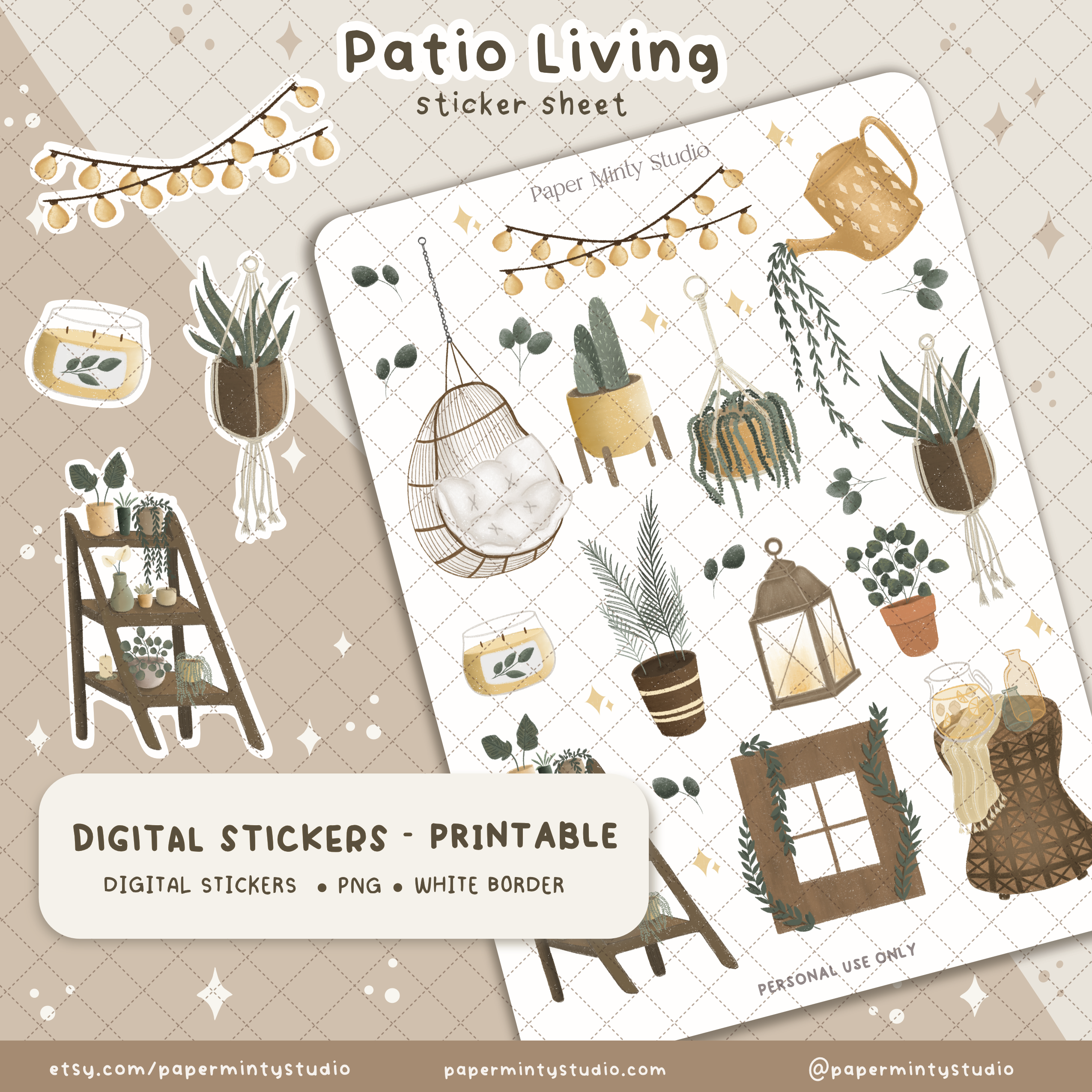 Patio Living Printable Sticker Sheet and Digital GoodNotes Sticker She ...
