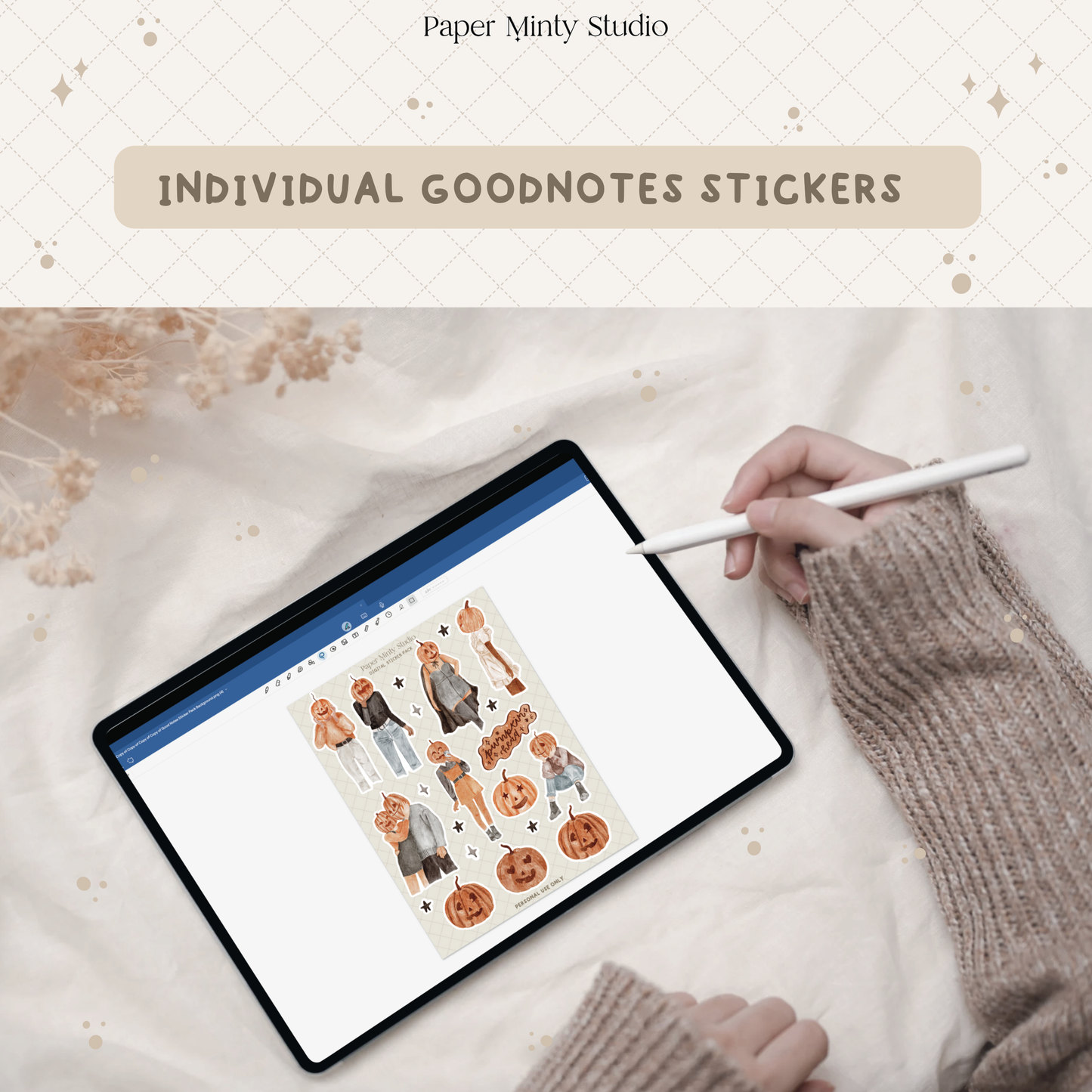 Pumpkin Head Printable Sticker Sheet and Digital GoodNotes Sticker Sheet (Copy)