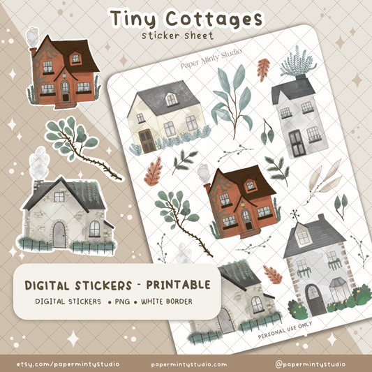 Printable Sticker Sheet Tiny Cottages